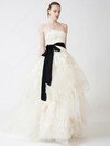 Princess Strapless Tulle Floor-length Sashes / Ribbons Wedding Dresses #00020338