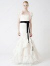 Square Neckline Ivory Organza Sashes / Ribbons Trumpet/Mermaid Wedding Dress #00020340