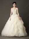Strapless Tiered Tulle Appliques Lace Expensive Ball Gown Wedding Dress #00020342