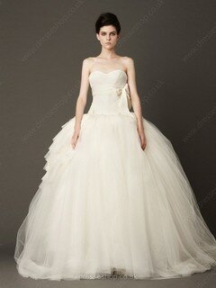 Ball Gown Sweetheart Tulle Sweep Train Ruffles Wedding Dresses #00020346