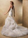 White Taffeta with Flower(s) Court Train Perfect Trumpet/Mermaid Wedding Dress #00020350
