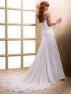 Sheath/Column Sweetheart Chiffon Court Train Flower(s) Wedding Dresses #00020354