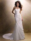 Trumpet/Mermaid Sweetheart Chiffon Court Train Appliques Wedding Dresses #00020355
