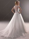 Scoop Neck White Tulle Cap Straps Appliques Lace Ball Gown Wedding Dresses #00020375