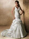 Princess V-neck Satin Court Train Pick-Ups Wedding Dresses #00020404