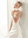 A-line Strapless Satin Sweep Train Flower(s) Wedding Dresses #00012096