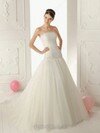 Princess Strapless Tulle Lace Sweep Train Appliques Wedding Dresses #00012128