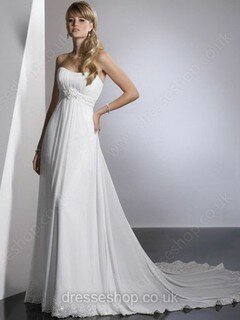 Empire Sweetheart Chiffon Court Train Appliques Wedding Dresses #00015975