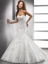Sweetheart White Tulle Lace-up Appliques Lace Trumpet/Mermaid Wedding Dresses #00016121