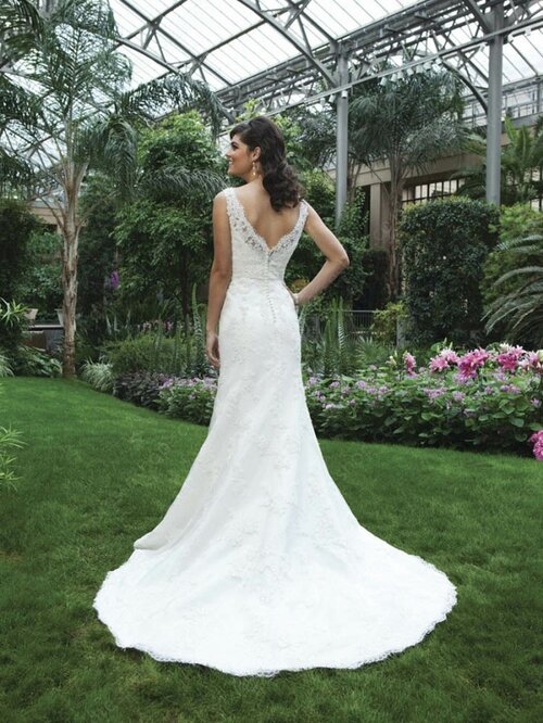 White Court Train V-neck Lace Sashes / Ribbons Open Back Wedding Dresses #00016319