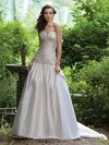 A-line Sweetheart Satin Sweep Train Ruffles Wedding Dresses #00016384