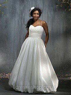 Ball Gown Spaghetti Straps Taffeta Floor-length Ruffles Wedding Dresses #00016561
