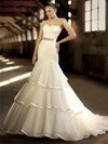 Ivory Sweetheart Tiered Organza Sashes/Ribbons Trumpet/Mermaid Wedding Dresses #00016765