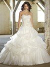 Ball Gown Strapless Organza Satin Sweep Train Flower(s) Wedding Dresses #00016787