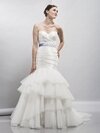 Trumpet/Mermaid Sweetheart Organza Taffeta Sweep Train Tiered Wedding Dresses #00016851