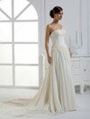 A-line Strapless Chiffon Court Train Ruffles Wedding Dresses #00017203