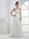 Empire Strapless Chiffon Court Train Beading Wedding Dresses #00017217