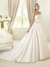 Ball Gown Strapless Satin Court Train Appliques Wedding Dresses #00018048