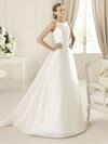A-line Scoop Taffeta Sweep Train Buttons Wedding Dresses #00018050