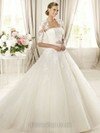 Ball Gown Strapless Tulle Court Train Appliques Wedding Dresses #00018057