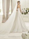 White Tulle Sweep Train with Beading Strapless Popular Wedding Dresses #00018064