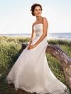 A-line Strapless Organza Satin Sweep Train Appliques Wedding Dresses #00018068