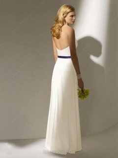 Sheath/Column Halter Chiffon Floor-length Sashes / Ribbons Wedding Dresses #00018105