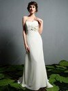 Sheath/Column Spaghetti Straps Chiffon Sweep Train Tiered Wedding Dresses #00018111