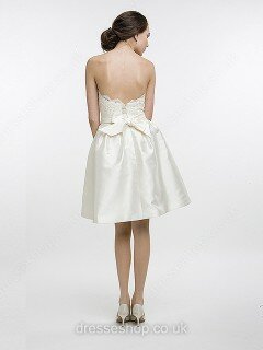 A-line Strapless Taffeta Short/Mini Sashes / Ribbons Wedding Dresses #00018157