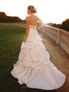 Halter White Taffeta Pick-Ups Open Back Court Train Wedding Dress #00018169