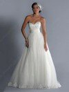 Princess Sweetheart Tulle Satin Sweep Train Appliques Wedding Dresses #00018221