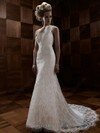 Trumpet/Mermaid One Shoulder Lace Court Train Flower(s) Wedding Dresses #00018253