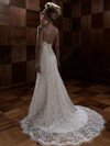 Trumpet/Mermaid One Shoulder Lace Court Train Flower(s) Wedding Dresses #00018253
