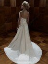 A-line Sweetheart Satin Court Train Flower(s) Wedding Dresses #00018254