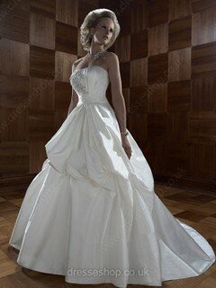 Ball Gown Strapless Taffeta Court Train Pick-Ups Wedding Dresses #00018258