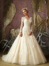 Ball Gown Long Sleeve Ivory Lace Tulle Appliques Lace Court Train Wedding Dresses #00018260
