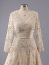 Ball Gown Long Sleeve Ivory Lace Tulle Appliques Lace Court Train Wedding Dresses #00018260