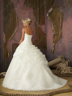 Ball Gown Lace-up Organza Beading Sweetheart Promotion Wedding Dress #00018262