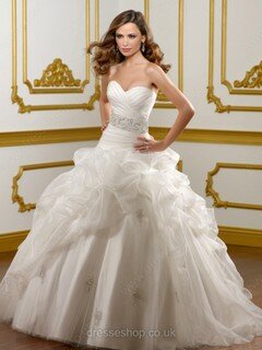 Sweet Ball Gown Ivory Organza Pick-Ups Sweetheart Wedding Dresses #00018267