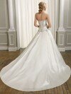 Court Train Strapless Lace-up White Satin Beading Wedding Dresses #00018270