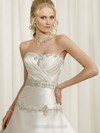 Court Train Strapless Lace-up White Satin Beading Wedding Dresses #00018270