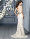 Sheath/Column Straps Lace Satin Court Train Sashes / Ribbons Wedding Dresses #00018300
