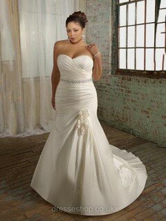 Sweetheart Elastic Woven Satin Sashes/Ribbons Lace-up Trumpet/Mermaid Wedding Dress #00018337