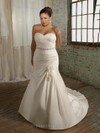 Trumpet/Mermaid Sweetheart Elastic Woven Satin Court Train Ruffles Wedding Dresses #00018337