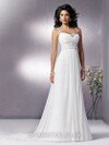 A-line Straps Chiffon Sweep Train Beading Wedding Dresses #00018375