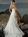 One Shoulder White Chiffon Flower(s) Court Train Lace-up Wedding Dresses #00018396