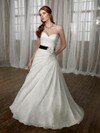 Ladies Sweetheart Organza Court Train Sashes/Ribbons White Wedding Dresses #00018622