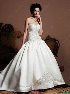 Ball Gown Sweetheart Satin Court Train Embroidery Wedding Dresses #00018696