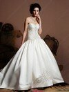 Ball Gown Sweetheart Satin Court Train Embroidery Wedding Dresses #00018696