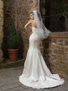 Gorgeous Sweetheart White Satin Appliques Lace Trumpet/Mermaid Wedding Dress #00018832